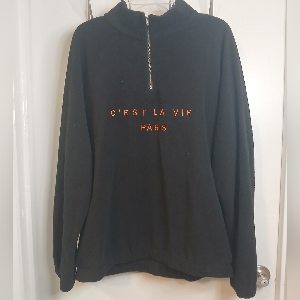 Black Fleece C'est La Vie Paris Long Sleeve Quarter Zip Sweatshirt XL